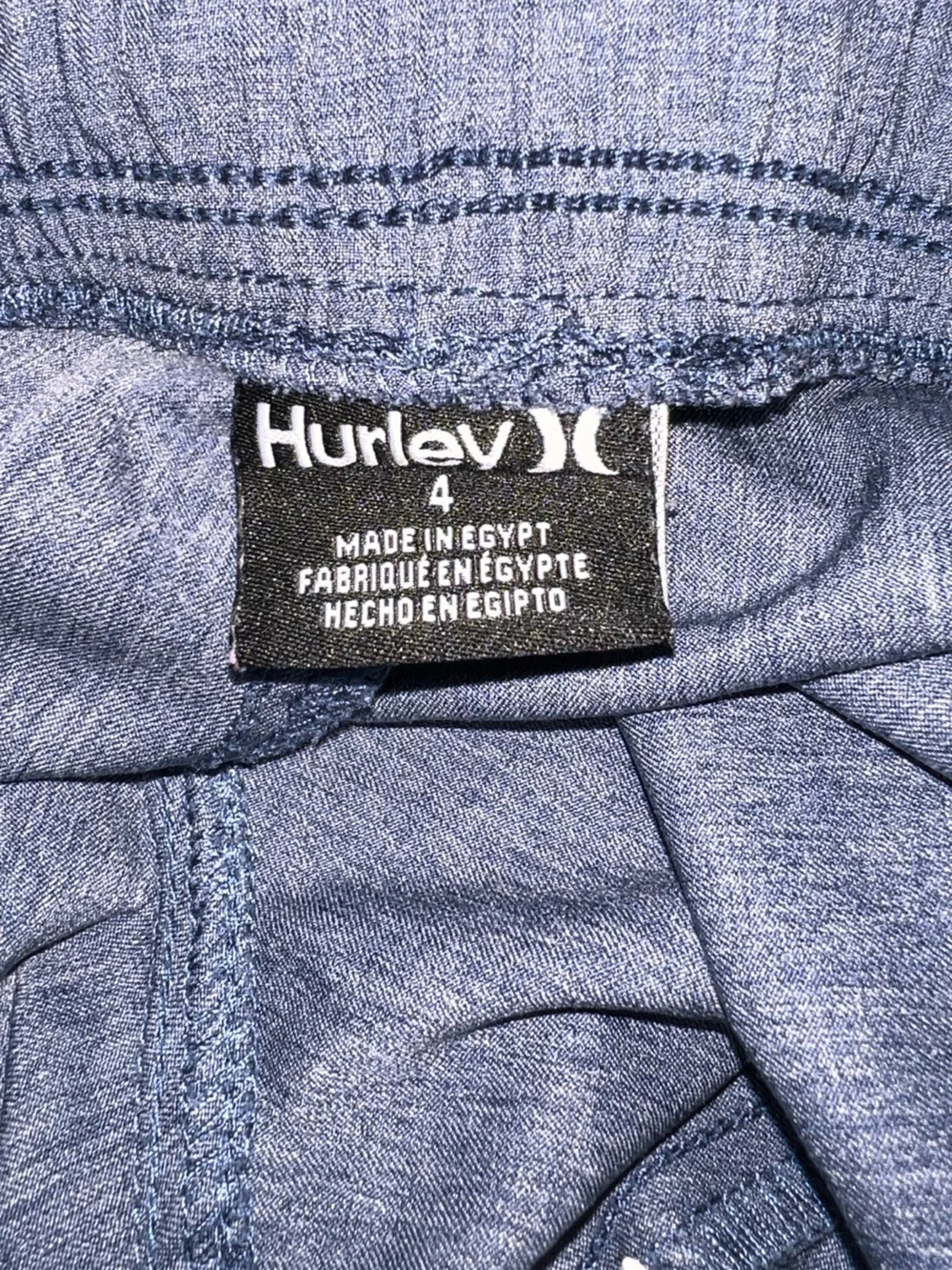 Hurley Blue Quick Dry Youth Shorts Size 4 with Drawstring Waist